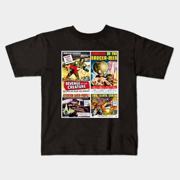 50s Sci-Fi Movie Poster Collection #5 Kids T-Shirt by headrubble